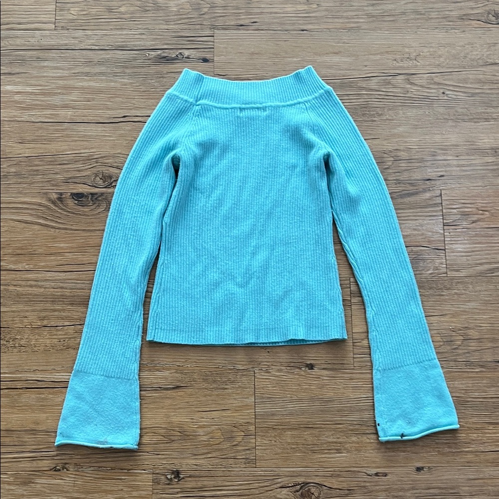 Takeout Turquoise Ribbed Sweater - Picture 5 of 9